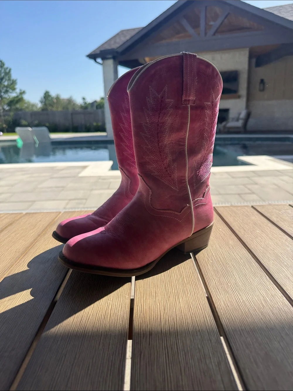 Kids Roper Pink Western-Style Combat Moto Boots